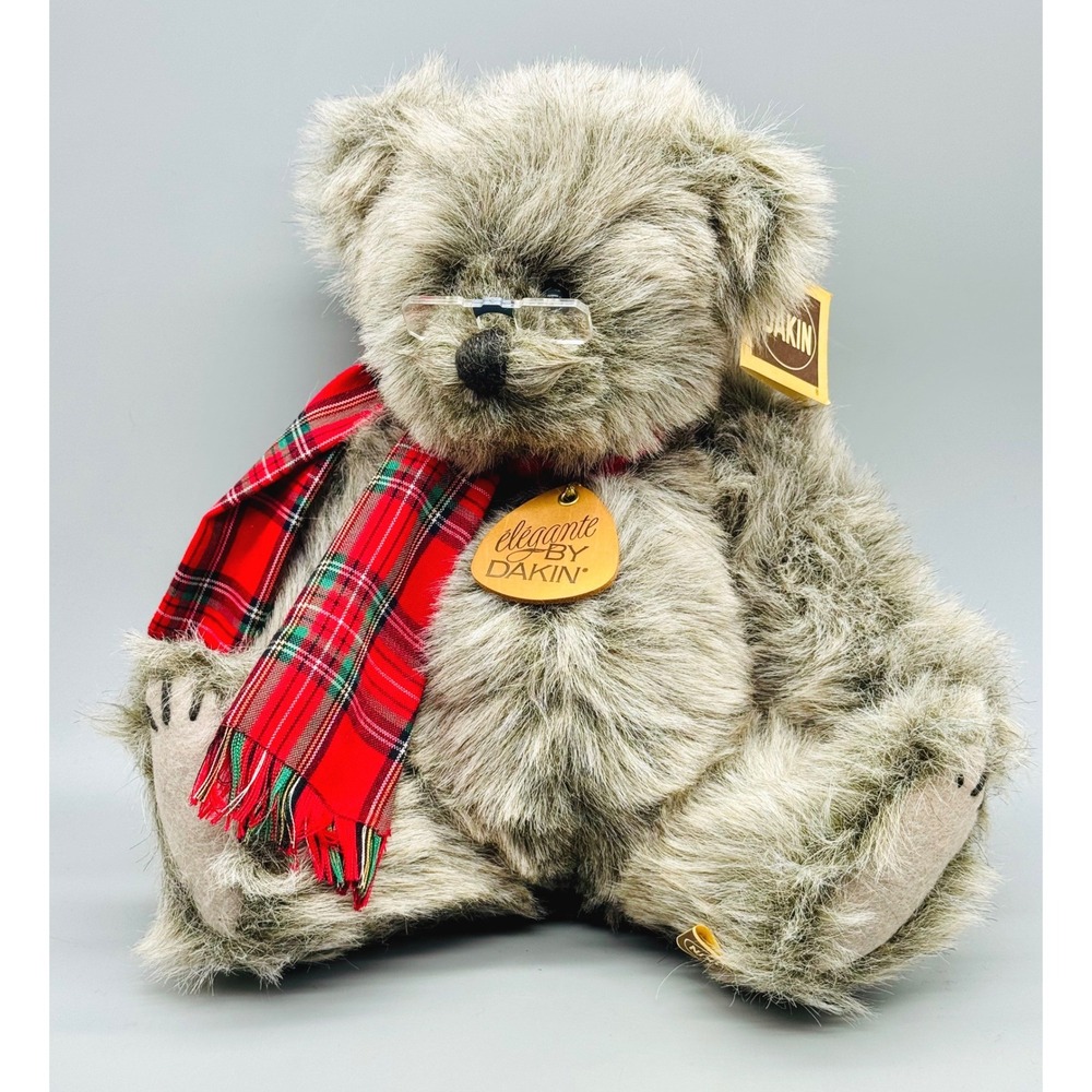 Elegante Dakin Gramps Bear Plush 1983 Jointed Stuffed Glasses Scarf Tags 18 inch